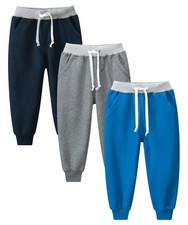 3 Pack Boys Sweatpants Active Jogger Pants with Pocket Drawstring, Blue Grey ...
