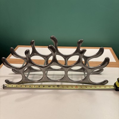 MCM Michael Noll Cast Aluminum 9-Bottle Wine Rack Germany Vintage
