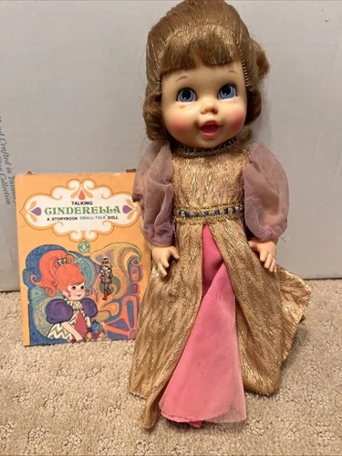 Vintage Mattel Baby Small Talk Cinderella Doll 1967-Cord-Mute-W/dress-Shoes