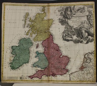UNITED KINGDOM IRELAND 1710 HOMANN UNUSUAL ANTIQUE ORIGINAL COPPER ENGRAVED MAP