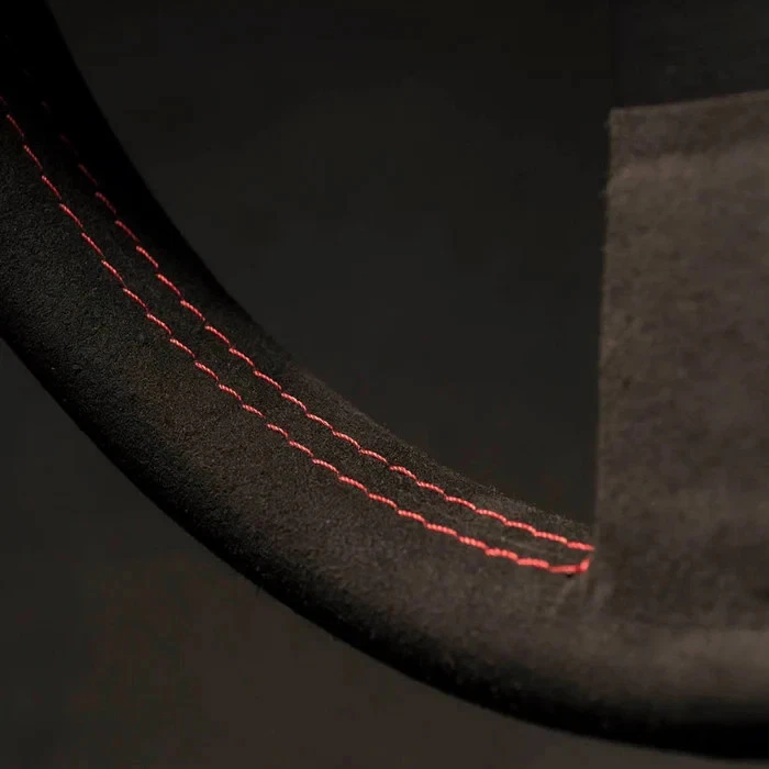 Momo Montecarlo Alcantara Suede Steering Wheel 320mm Red Horn with Red Stitching - Image 4 of 4