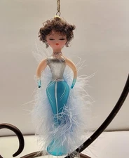Soffieria De Carlini Italy Glass Blown Christmas Hollywood 60’s Blue Dress 6”