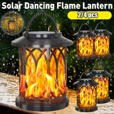Solar Flame Porch Lights Outdoor Flickering Flames Lanterns Yard Patio Garden