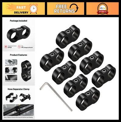 Hose Separator Clamp for Fuel Lines - Aluminum Black Mounting Clamp (AN10, 8)