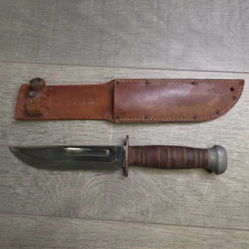 Vintage US WW2 Pal RH-36 Fighting Knife & Leather Sheath Real Military Knife 6”B