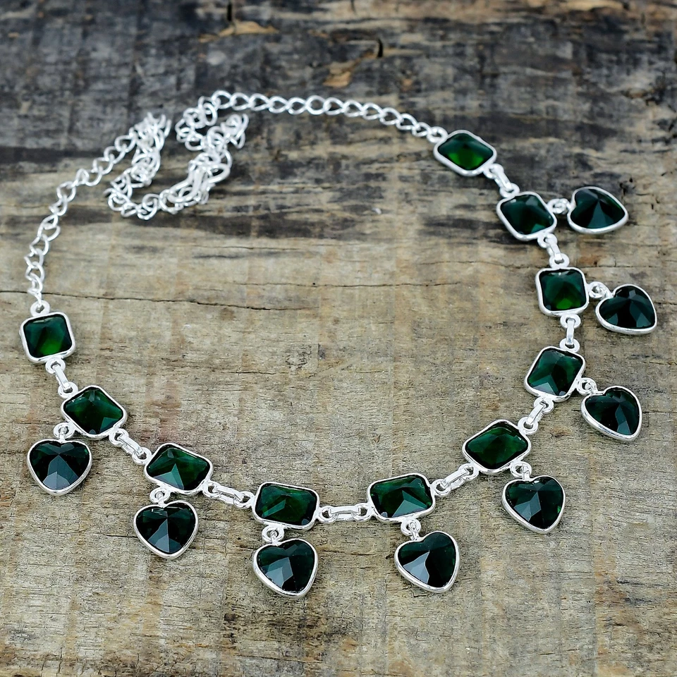 Unique Green Tourmaline Gemstone 925 Sterling Silver Handmade Jewelry Necklace - Image 3 of 4