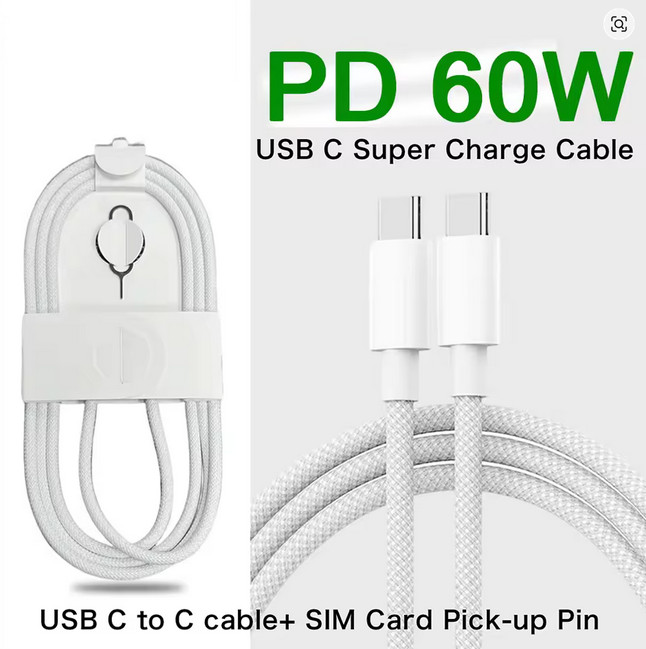 Lot 60W USB-C to USB-C Cable PD Fast Charger Cord For Samsung/iPhone 15 16 17