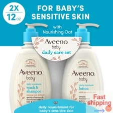 Aveeno Baby Daily Care Gift Set Includes Daily Moisturizing Body Lotion & 2-i...