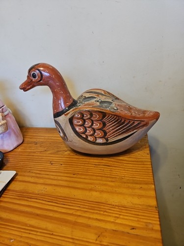 Vintage Ex-Large Tonala Mexican Pottery Duck 3+ Pounds!