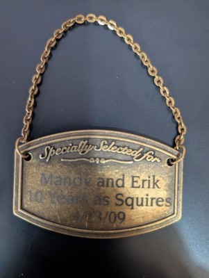 Jack Daniels Single Barrel Select Mandy/Eric 10 Yrs Squire Metal Bottle Neck Tag