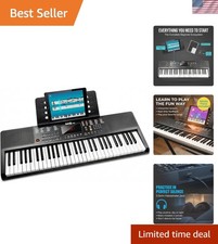 61-Key Portable Keyboard Piano with 200 Sounds  Simply Piano Lessons - Black