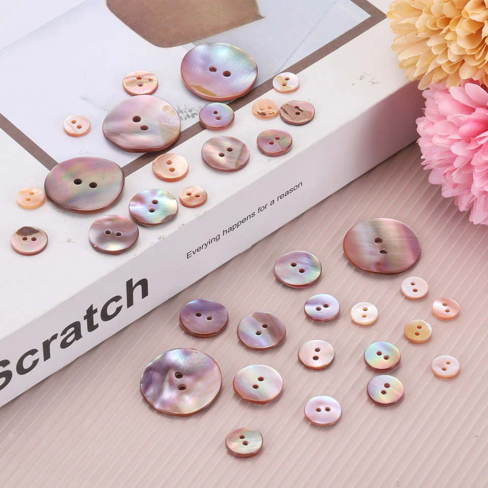 Botón de costura de madre de 15 mm con 2 agujeros, púrpura 20 piezas Foto 3 de 4