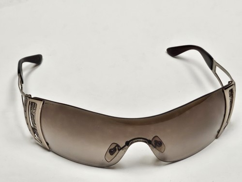 Versace Silver Clear Face Shield Designer Metal Sunglasses Made in Italy Rare - Imagen 3 de 8