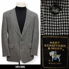 HART SCHAFFNER MARX mens black white HOUNDSTOOH sport coat jacket blazer 42 L