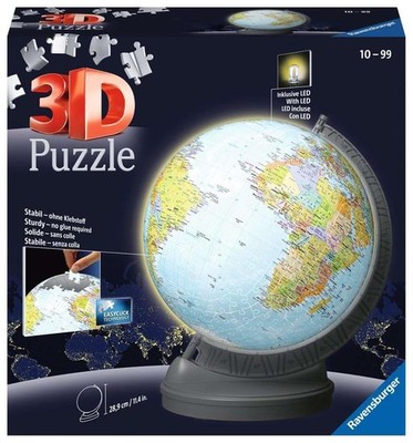 Ravensburger 3D Puzzle 11549 - Globus mit Licht - 540 Teile - Beleuchteter Globu