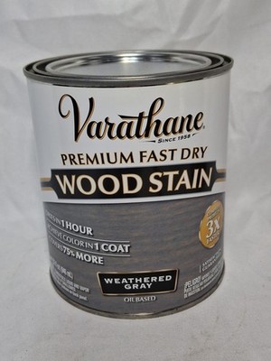 Varathane Fast Dry Wood Stain Quart Weathered Gray, One Coat Coverage
