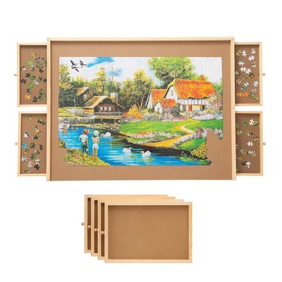 Jumbo Wooden Jigsaw Puzzle Board Portable Puzzle Plateau with Storage Drawers...