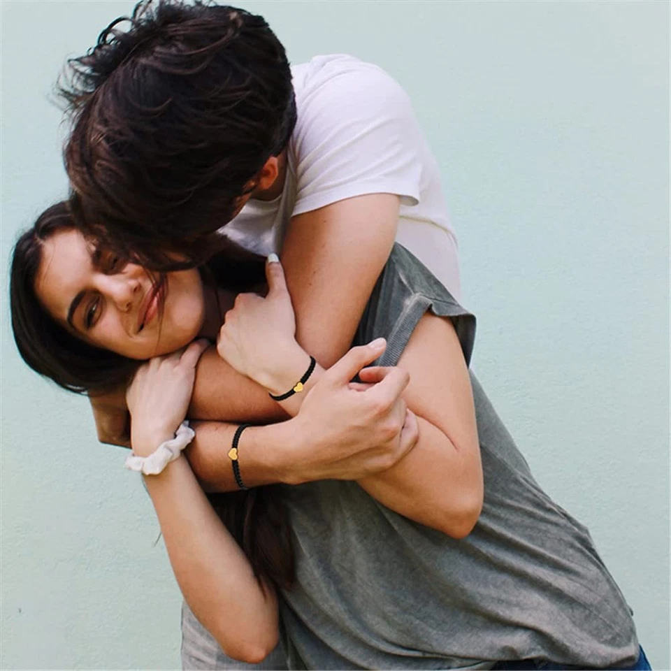 Heart Initial A Bracelet Handmade Braided Black Rope Love Heart Custom Name Brac - Image 3 of 4