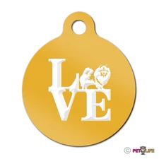 Love Keeshond Engraved Keychain Round Tag w/tab park kees Many Colors