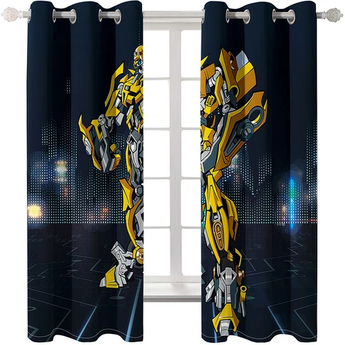Curtains Eyelet Blackout Opaque Bedroom/Living Room/Door Transformers Bumblebee - Picture 13 of 23
