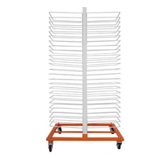 25LBS White Orange Powder Coated Paint Drying Rack Holders 4 Wheels For Cabinets