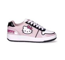 Zapatillas para mujer Hello Kitty talla 8 de Sanrio zapatos rosa blanco con cordones logotipo