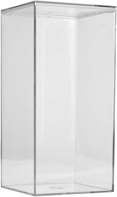 Free shipping! Set of 2  Clear  Plastic Display  Cases 4  x 4  x 8  Load on top