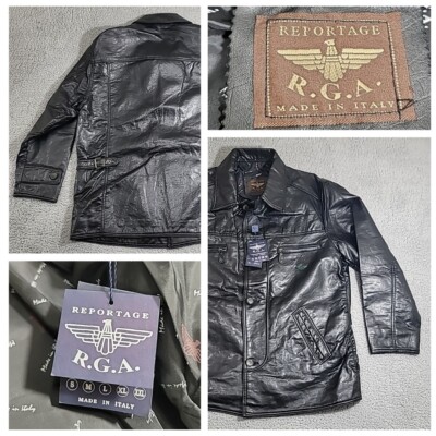 Reportage RGA Faux Leather Biker Jacket Men's Large Black Coat