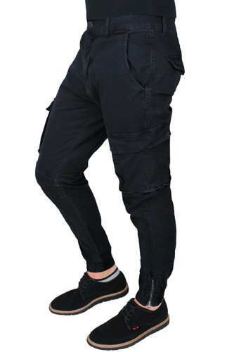 PANTALONE UOMO CARGO NERO SLIM FIT JEANS CON TASCHE LATERALI da 42 a 58 60  | eBay