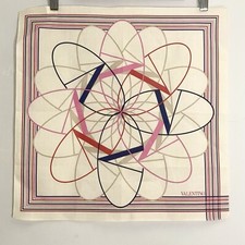 Valentino Geometric Logo Pattern Cotton Scarf 17" NEW