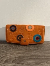 Women’s Giudi Italy Since 1975 Italian Leather Abstract Pattern Wallet Orange