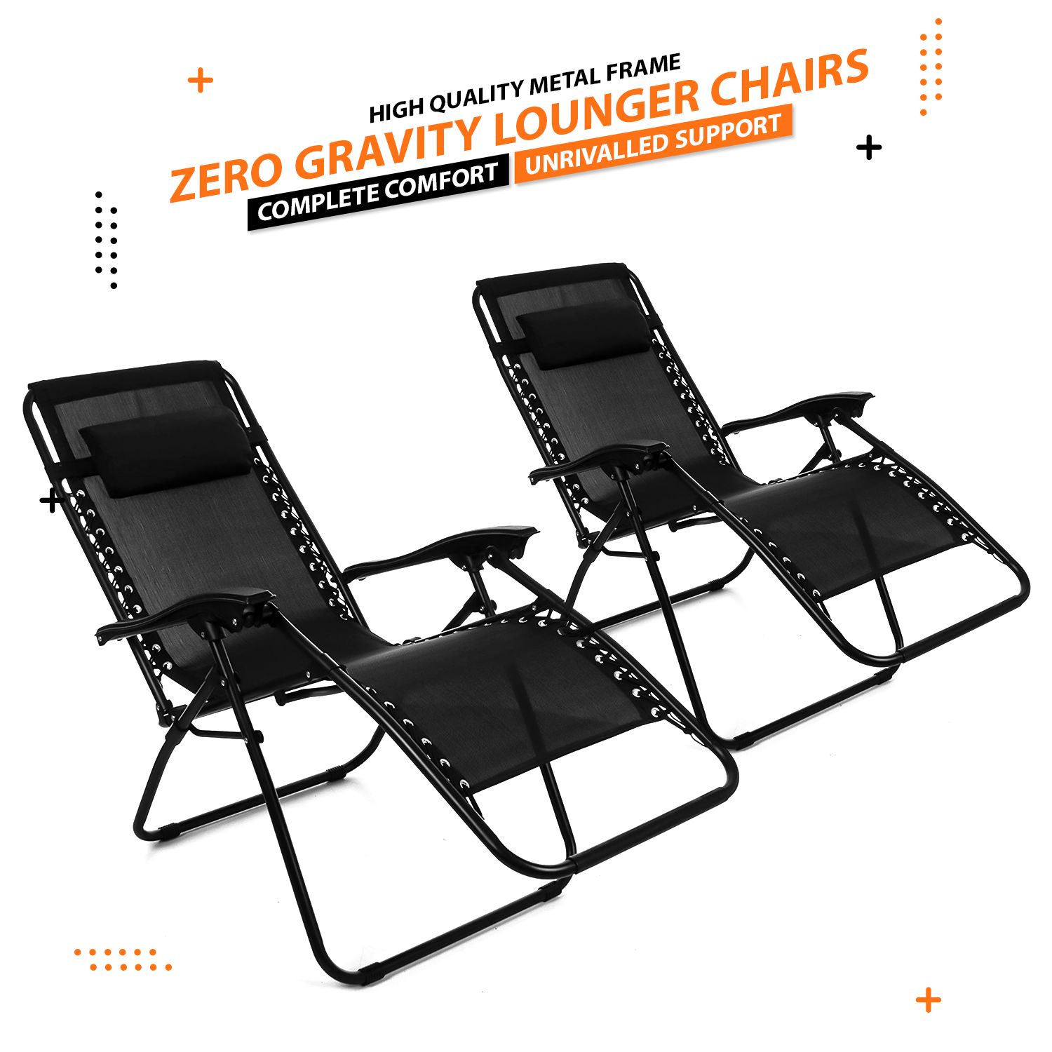 3 Piece Zero Gravity Reclining Garden Patio Deck Chair Sun Lounger