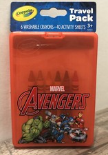 Crayola Marvel Avengers Travel Pack - 6 Washable Crayons, 40 Activity Sheets