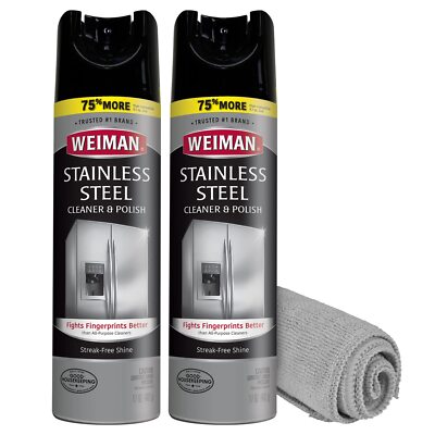 Weiman Stainless Steel Cleaner Wipes Pack of 2 with Microfiber Towel Shine