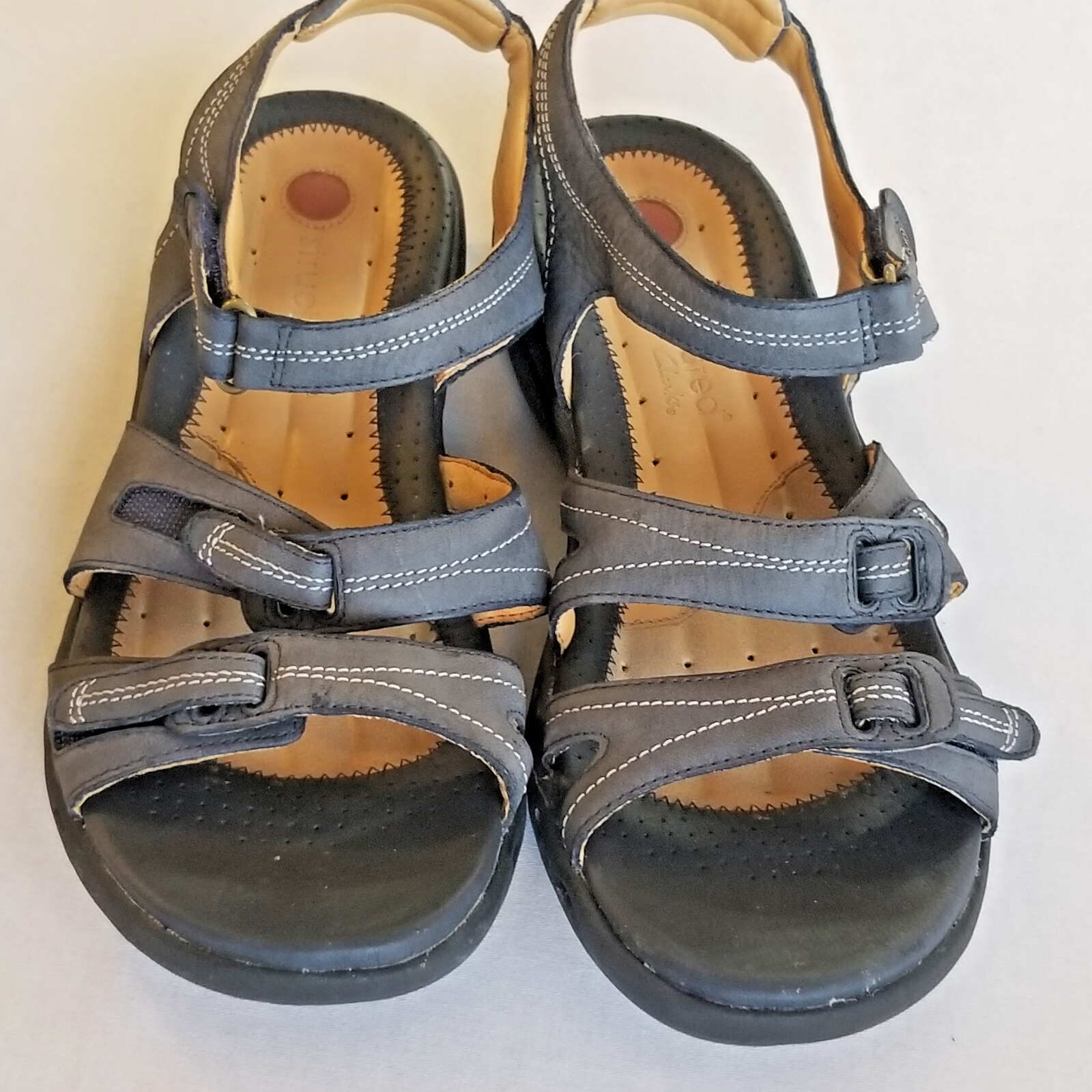 Gray Blue Clark's 38800 11M Leather Uppers Structured Used Very Good Condition