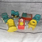 Vintage Fisher Price Little People Baby LOT 8 Stroller Cradle Horse Table Chair