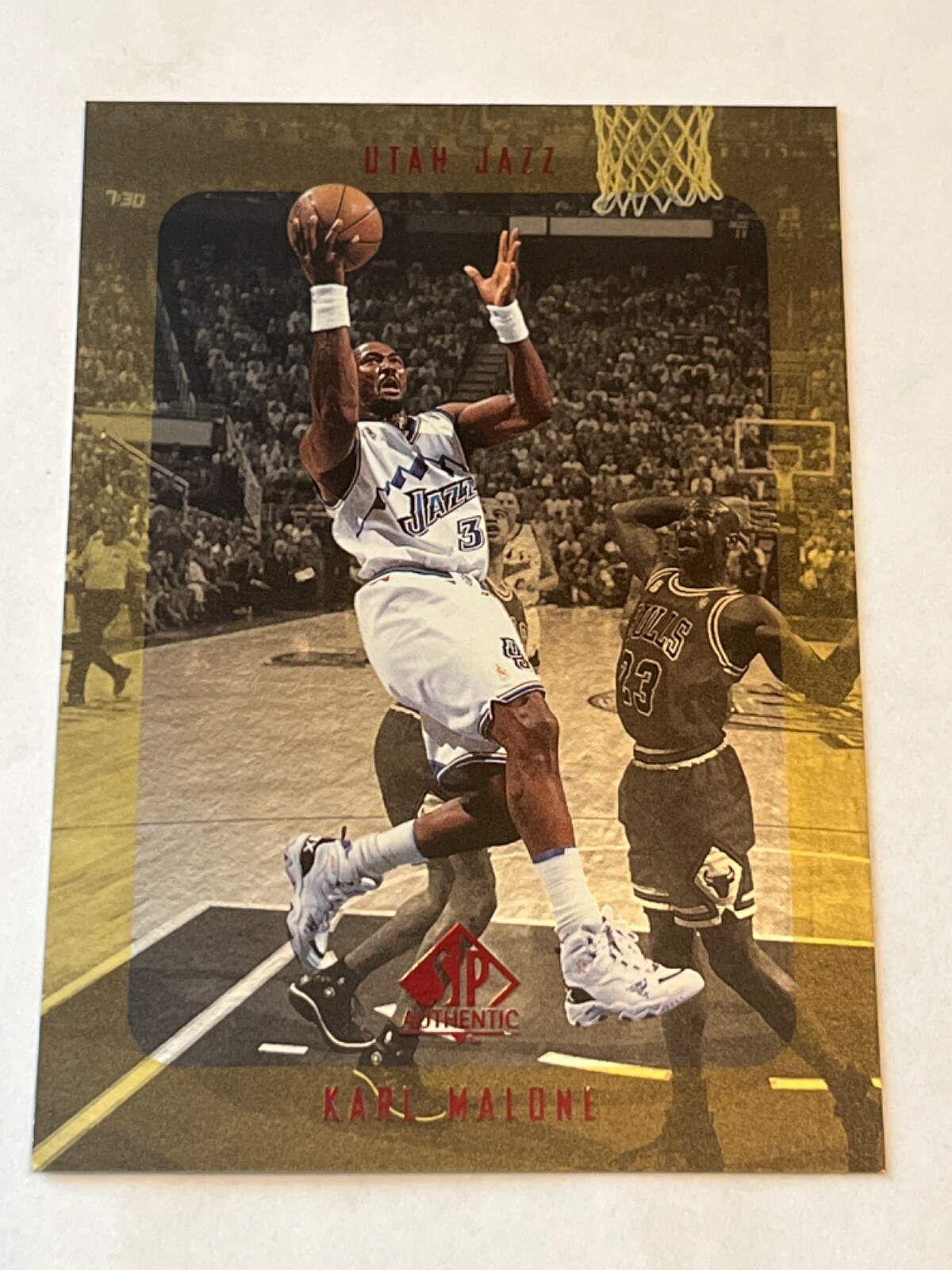Karl Malone 1997-98 SP Authentic Sign Of The Times On Card Auto