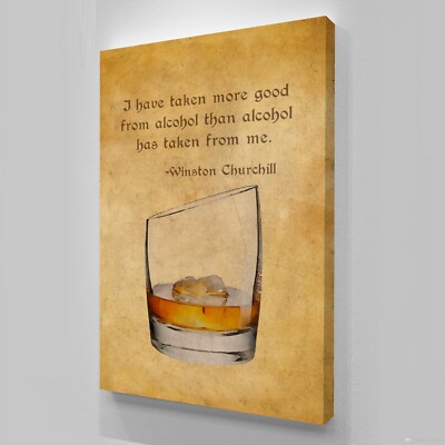 OLD WHISKY GLASS WINSTON CHURCHIL H GLASSES COLLECTION Wall Decor POSTER CANVAS