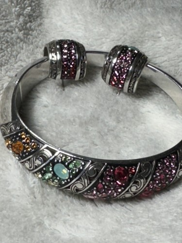 Brighton Set Bracelet ~7 Inches & Earrings ~ 1/2 Inch Collection Crystals - Picture 6 of 9