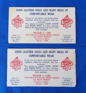 Antique Advertisement William C. Card Factory & cust.  Made Shoes, Fairhaven MA
