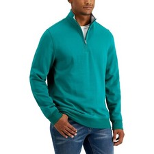Club Room Men's Comfy Cozy 1/4 Zip Fleece Pullover Sweatshirt Green Size Large