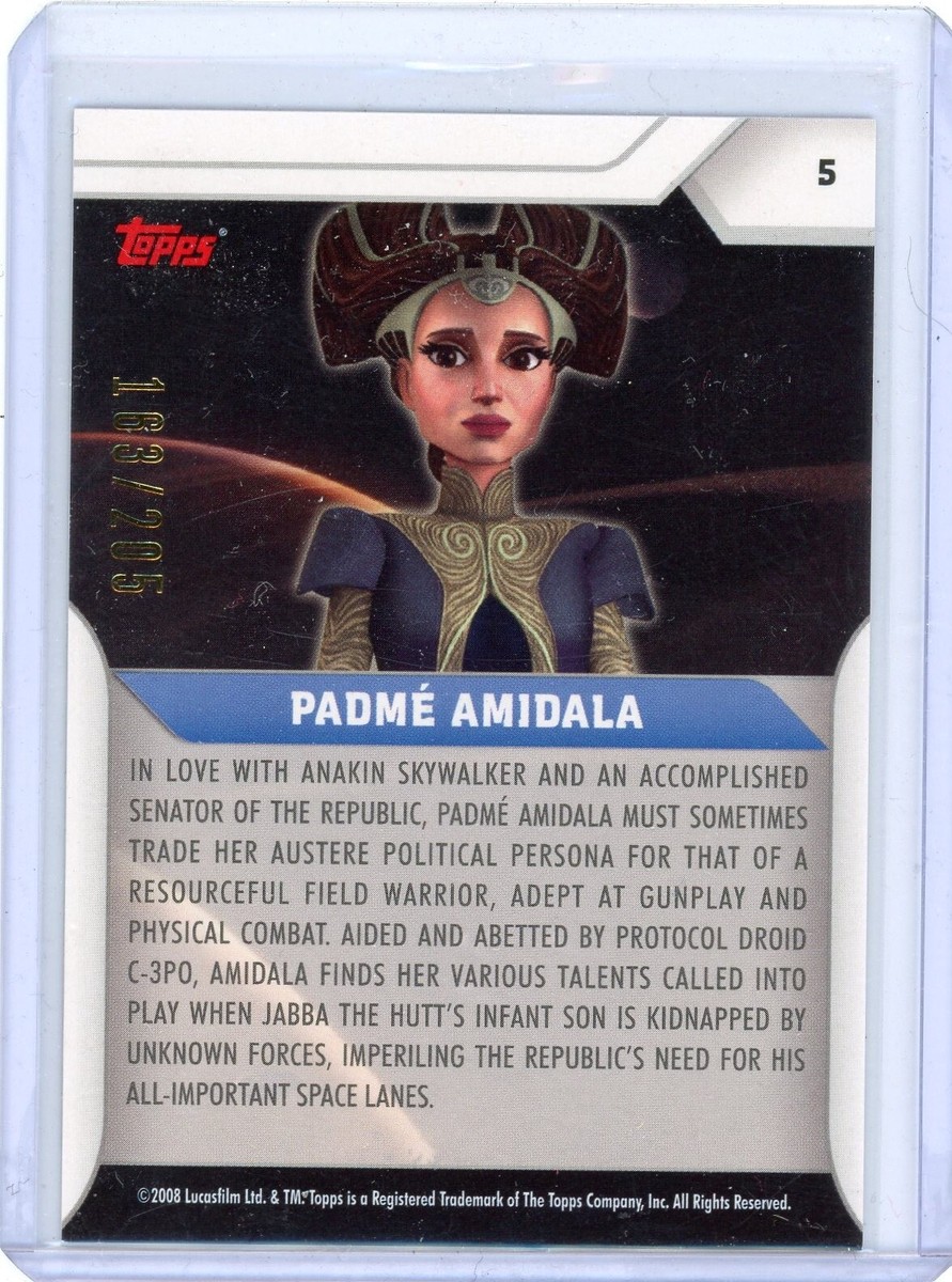 PADME AMIDALA 2008 TOPPS STAR WARS CLONE WARS #5 FOIL PARALLEL