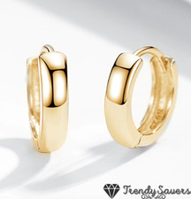 18ct Gold Plated 925 Silver Cartilage Smooth Huggie Clicker Stud Hoop Earrings