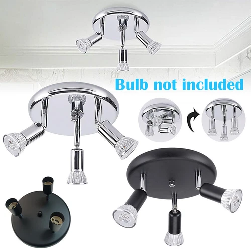 3 Way Round Adjustable GU10 LED Ceiling Light Fixture Kitchen Spotlight No Bulbs - Picture 3 of 13