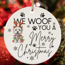 Merry Christmas West Highland White Terrier Dog Woof Xmas Ornament Gift Decor