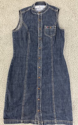 Vintage Y2K Tommy Hilfiger Tommy Hilfiger Sleeveless Denim Shirt Dress Size 