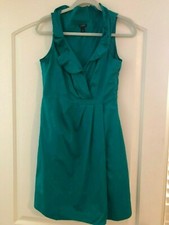 J.CREW Emerald Green Sleeveless Dressy V-Neck Dress - Women's Size 4 - EUC