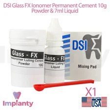 Dental Glass FX Ion0mer Permanent Cement 10g Powder, 7ml Liquid Dentistry