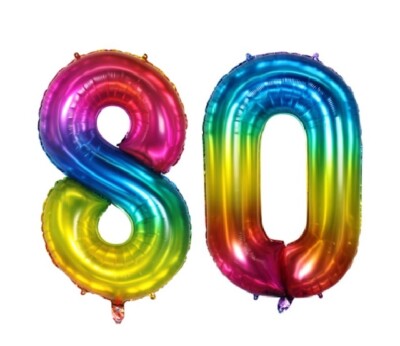 Giant 40'' 80 Jelly Foil Number Balloons Photo Shoot 80th Birthday Float Helium