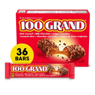 100 Grand Full Size Chocolate Bars 36 Count Individually Wrapped Treats